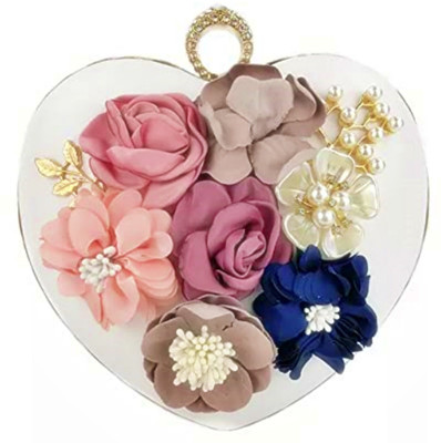 Tooba Handicraft Party White, Multicolor  Clutch