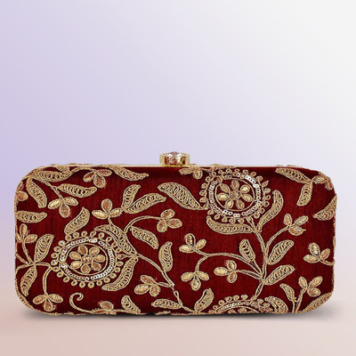 Tooba Handicraft Party Red  Clutch