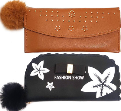 Mahabal Casual, Party, Formal Brown, Black  Clutch(Pack of: 2)