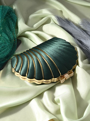 Tooba Handicraft Party Green  Clutch