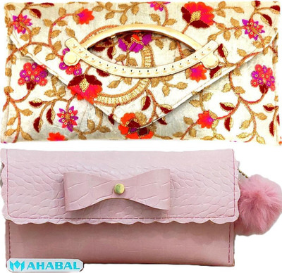 Mahabal Casual, Party, Formal Yellow, Pink  Clutch(Pack of: 2)