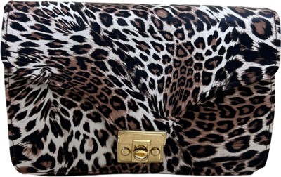 Nesh Global Brown Clutch Cheetah Print Stylish Women Slingbag