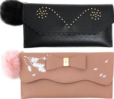 Mahabal Casual, Party, Formal Black, Pink  Clutch(Pack of: 2)