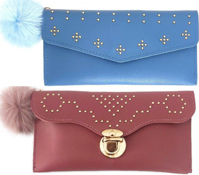 Mahabal Casual, Party, Formal Blue, Red  Clutch(Pack of: 2)