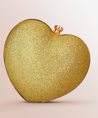 Tooba Handicraft Party Gold, Peach  Clutch