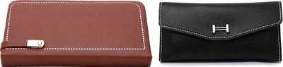 FLANKER Casual Black, Brown  Clutch(Pack of: 2)