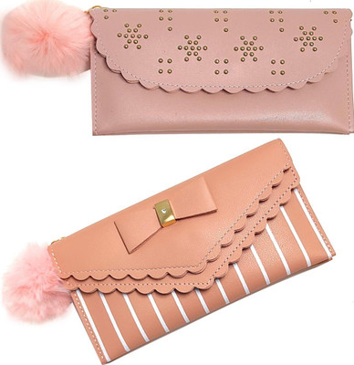Mahabal Casual, Party, Formal Pink, Beige  Clutch(Pack of: 2)