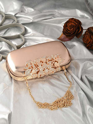Tooba Handicraft Party Gold  Clutch