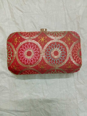 Gota Patti Party Red  Clutch