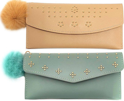 Mahabal Casual, Party, Formal Cream, Green  Clutch(Pack of: 2)