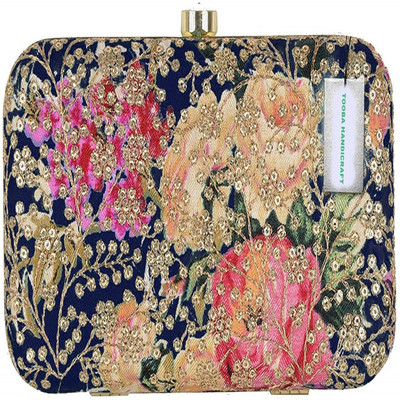 Tooba Handicraft Party Blue  Clutch