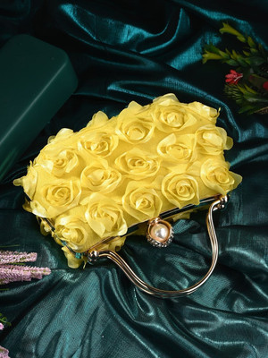 Tooba Handicraft Party Yellow  Clutch
