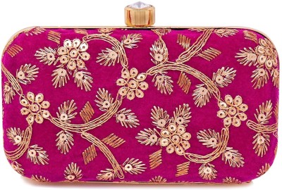 KUBER INDUSTRIES Party Pink, Gold  Clutch