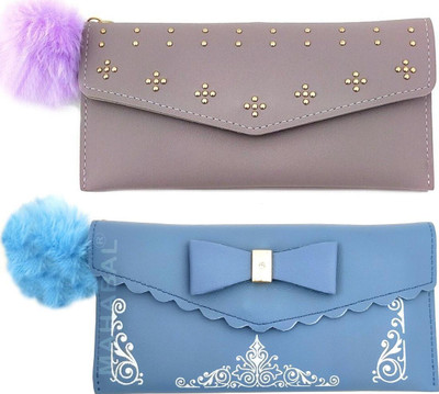 Mahabal Casual, Party, Formal Purple, Blue  Clutch(Pack of: 2)