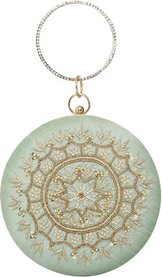 vastans Casual, Formal, Party Light Green  Clutch