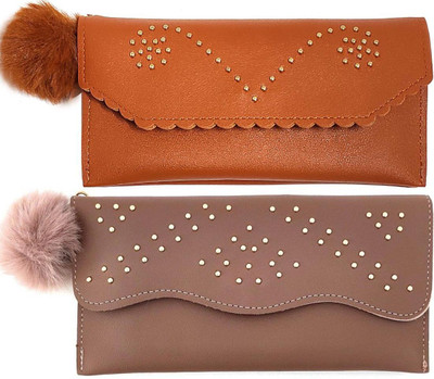 Mahabal Casual, Party, Formal Brown, Beige  Clutch(Pack of: 2)