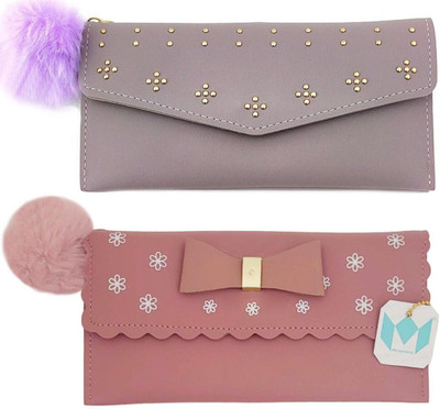 Mahabal Casual, Party, Formal Purple, Pink  Clutch(Pack of: 2)