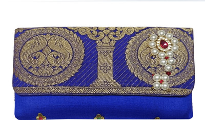 RICH INDIAS Casual Blue, Gold  Clutch