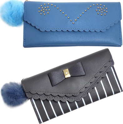 Mahabal Casual, Party, Formal Blue, Grey  Clutch(Pack of: 2)