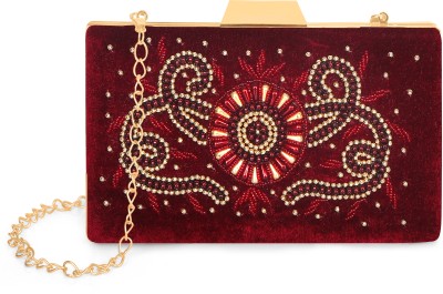 Misha Casual, Formal, Party Maroon  Clutch