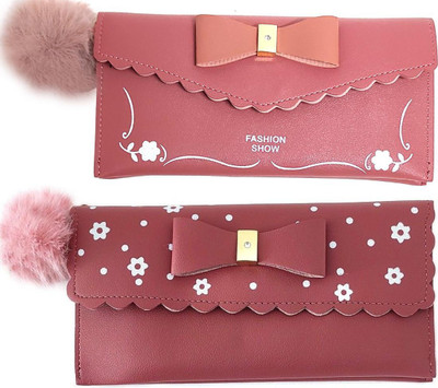 Mahabal Casual, Party, Formal Pink, Maroon  Clutch(Pack of: 2)