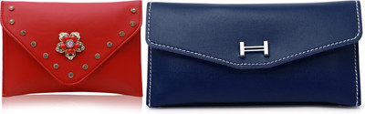 FLANKER Casual Blue, Red  Clutch(Pack of: 2)
