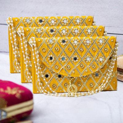 KUBER INDUSTRIES Casual Yellow  Clutch(Pack of: 3)