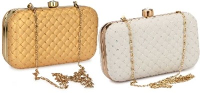 BABERWAL ENTERPRISES Casual, Formal, Party, Sports Gold, White  Clutch