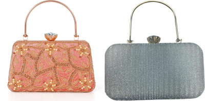 Seamount Party Silver, White, Pink  Clutch(Pack of: 2)