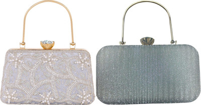 Seamount Party Silver, White, Silver  Clutch(Pack of: 2)