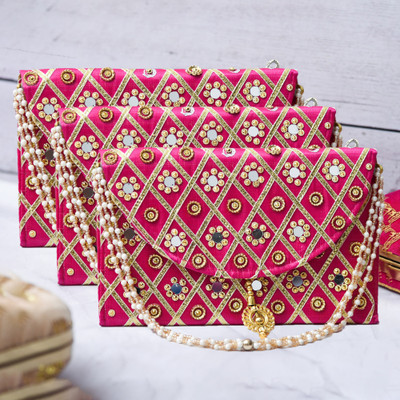 KUBER INDUSTRIES Casual Pink  Clutch(Pack of: 3)