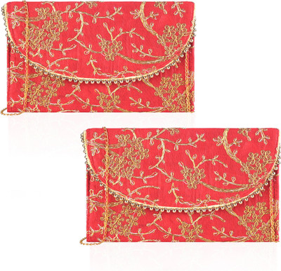 KUBER INDUSTRIES Party Red  Clutch(Pack of: 2)