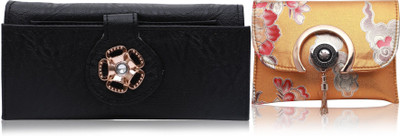 FLANKER Casual, Party Black, Yellow  Clutch(Pack of: 2)
