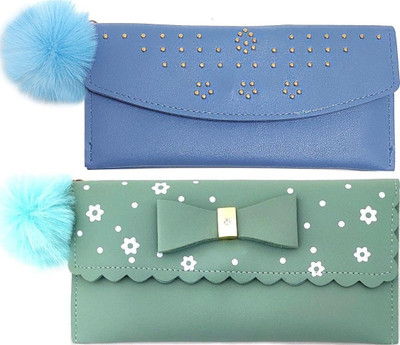 Mahabal Casual, Party, Formal Blue, Green  Clutch(Pack of: 2)