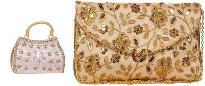 SUNVIKA House Casual, Formal, Party Pink, Gold  Clutch