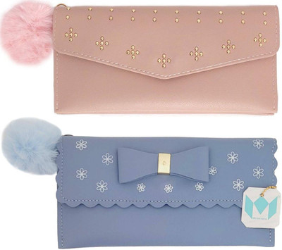 Mahabal Casual, Party, Formal Beige, Blue  Clutch(Pack of: 2)