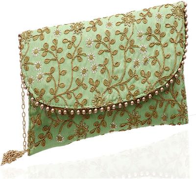 KUBER INDUSTRIES Party Green  Clutch