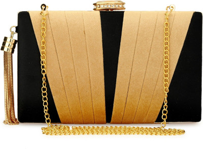 Tooba Handicraft Party Black, Beige, White  Clutch