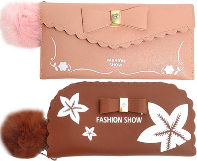 Mahabal Casual, Party, Formal Beige, Brown  Clutch(Pack of: 2)