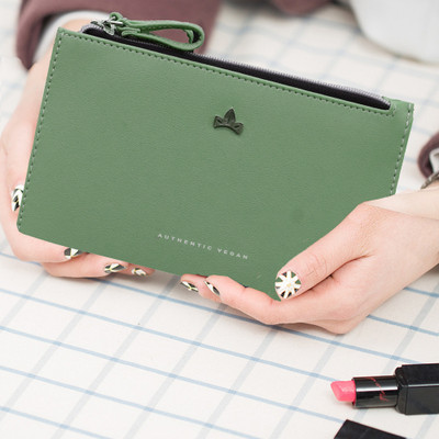 VEGAN PU Leather Wallet for Women | clutch for Women | Ladies Hand Purse for Women 1 Card Holder(Set of 1, Green)