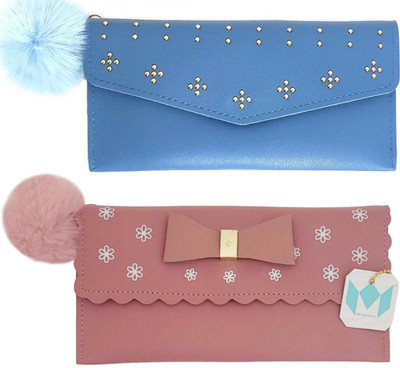 Mahabal Casual, Party, Formal Blue, Pink  Clutch(Pack of: 2)