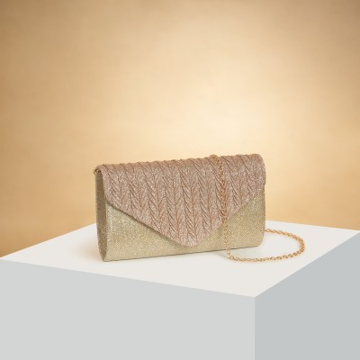 Forever Glam By Pantaloons Casual Gold  Clutch