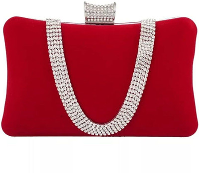 Tooba Handicraft Party Red, Silver  Clutch