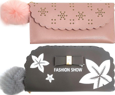 Mahabal Casual, Party, Formal Pink, Grey  Clutch(Pack of: 2)