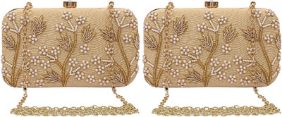 KUBER INDUSTRIES Party Gold  Clutch(Pack of: 2)