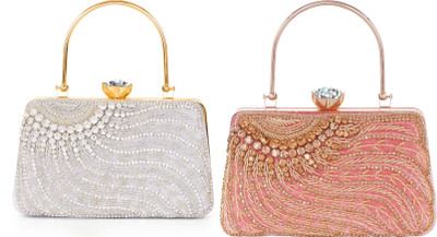 Seamount Party Pink, Gold, Silver  Clutch(Pack of: 2)
