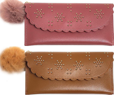 Mahabal Casual, Party, Formal Pink, Tan  Clutch(Pack of: 2)