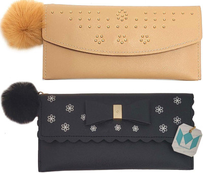 Mahabal Casual, Party, Formal Cream, Black  Clutch(Pack of: 2)