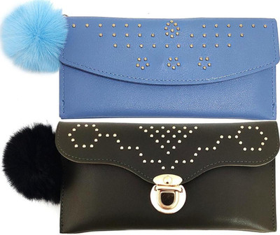 Mahabal Casual, Party, Formal Blue, Khaki  Clutch(Pack of: 2)