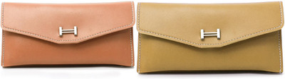 FLANKER Casual Peach, Beige  Clutch(Pack of: 2)